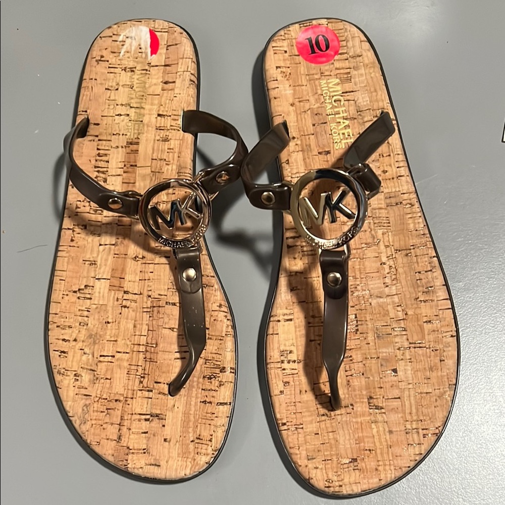 Michael Kors bronze/brown Cork Sandals never worn